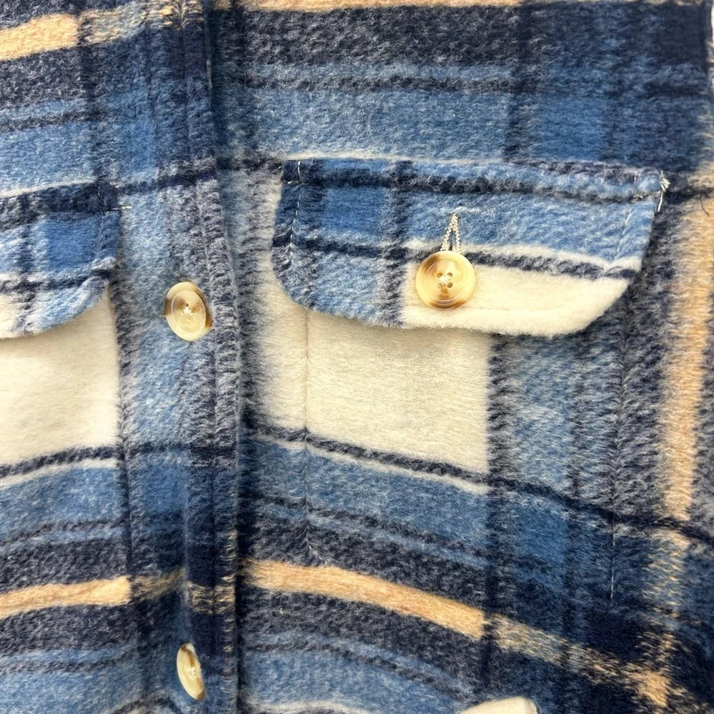 Joe Fresh Blue and Cream Plaid Coat - Picture 3 of 11